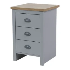 Best Meuble de rangement Nantes 3 tiroirs en bois gris et naturel Rangement