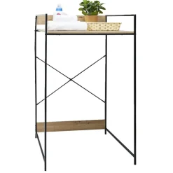 Meuble pour buanderie 70xH115x60cm bois et acier noir Entretien Du Linge