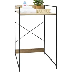 Meuble pour buanderie 70xH115x60cm bois et acier noir Entretien Du Linge