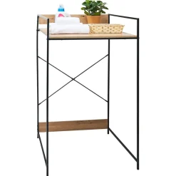 Meuble pour buanderie 70xH115x60cm bois et acier noir Entretien Du Linge