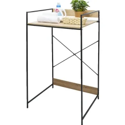 Meuble pour buanderie 70xH115x60cm bois et acier noir Entretien Du Linge