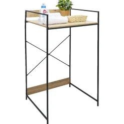 Meuble pour buanderie 70xH115x60cm bois et acier noir Entretien Du Linge
