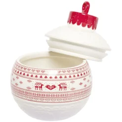 Gifi Conservation Alimentaire^Mini bonbonnière en céramique décor Noël rouge blanc
