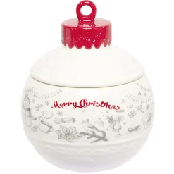 Gifi Conservation Alimentaire^Mini bonbonnière en céramique décor Noël rouge blanc
