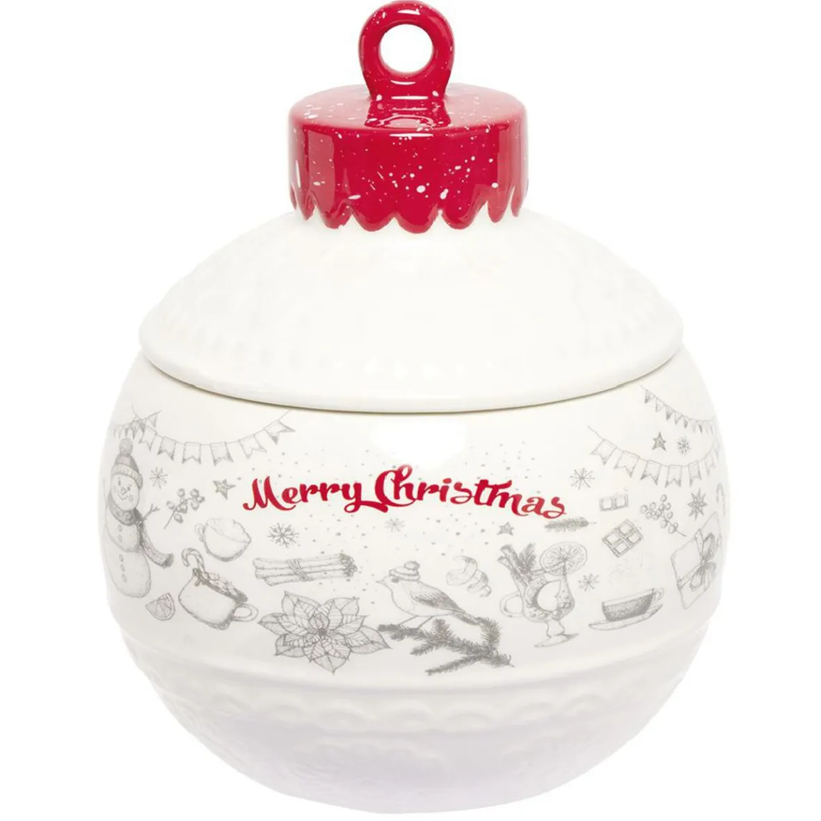 Gifi Conservation Alimentaire^Mini bonbonnière en céramique décor Noël rouge blanc