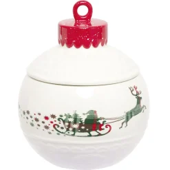 Gifi Conservation Alimentaire^Mini bonbonnière en céramique décor Noël rouge blanc