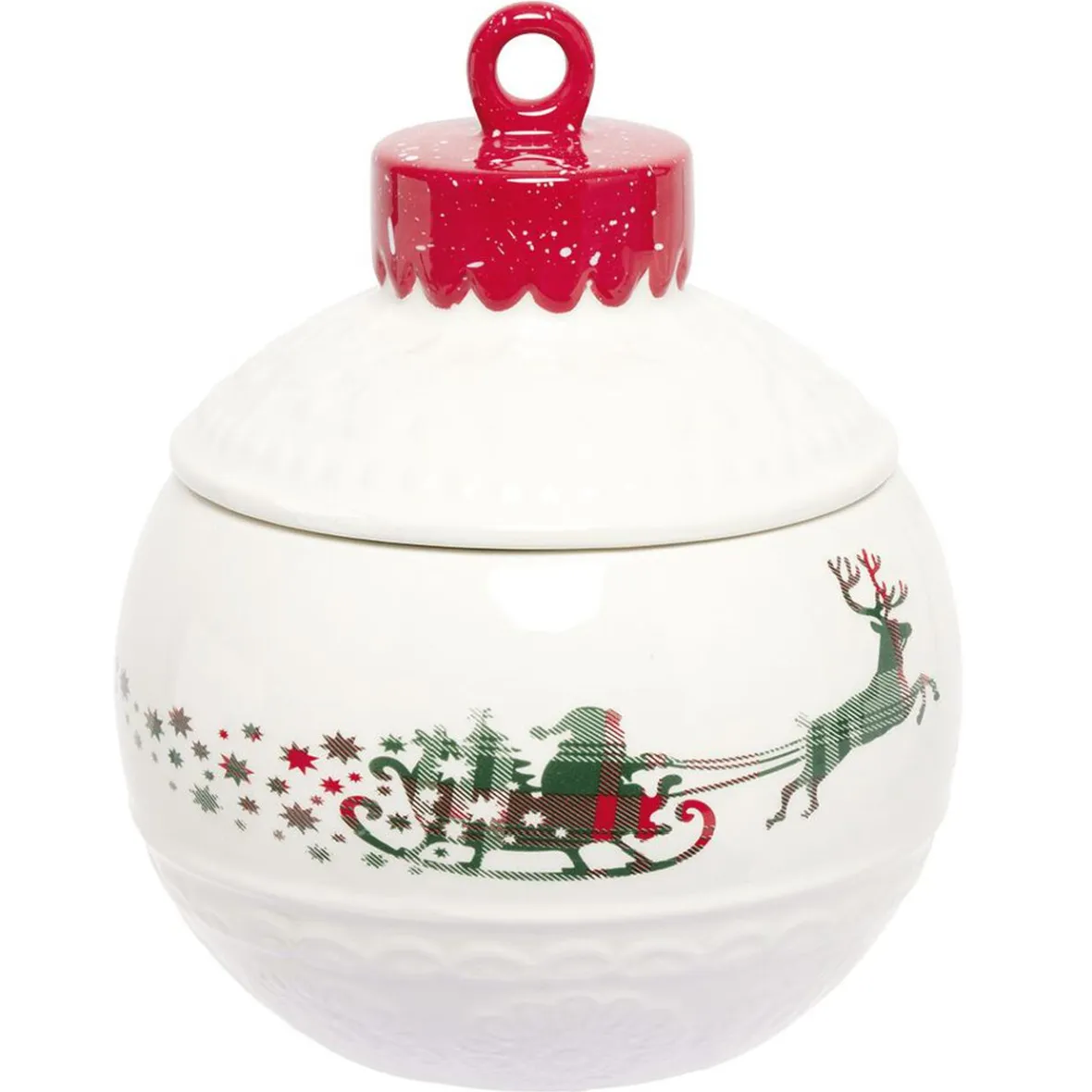 Gifi Conservation Alimentaire^Mini bonbonnière en céramique décor Noël rouge blanc