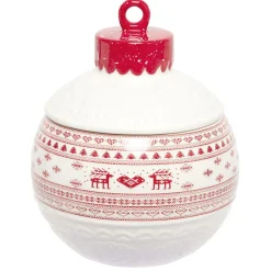 Gifi Conservation Alimentaire^Mini bonbonnière en céramique décor Noël rouge blanc