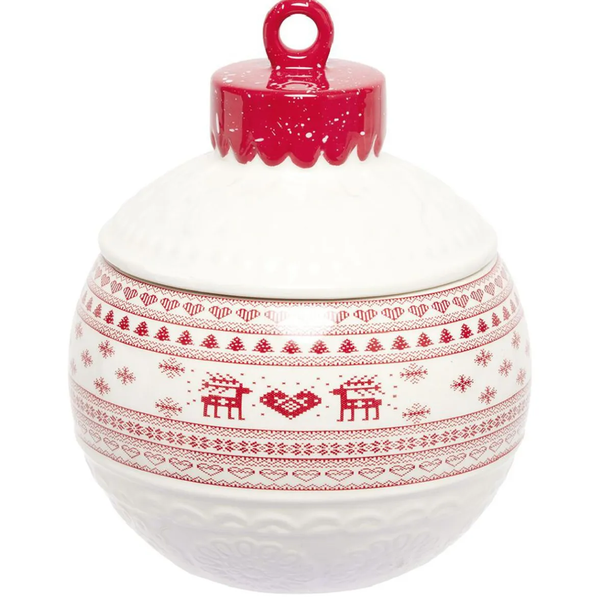 Gifi Conservation Alimentaire^Mini bonbonnière en céramique décor Noël rouge blanc
