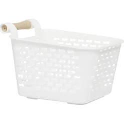 Hot Mini panière en plastique avec poignée bois Rangement
