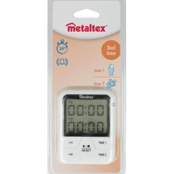 Gifi Préparation Culinaire^Minuteur double Metaltex digital aimanté avec support 24 H