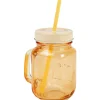 Gifi Conservation Alimentaire^Mug bocal coloré orange avec paille
