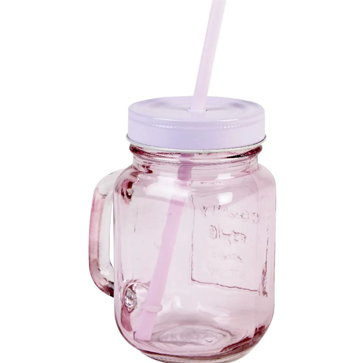 Gifi Conservation Alimentaire^Mug bocal coloré rose avec paille