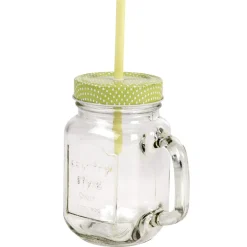 Gifi Conservation Alimentaire^Mug bocal coloré vert avec paille