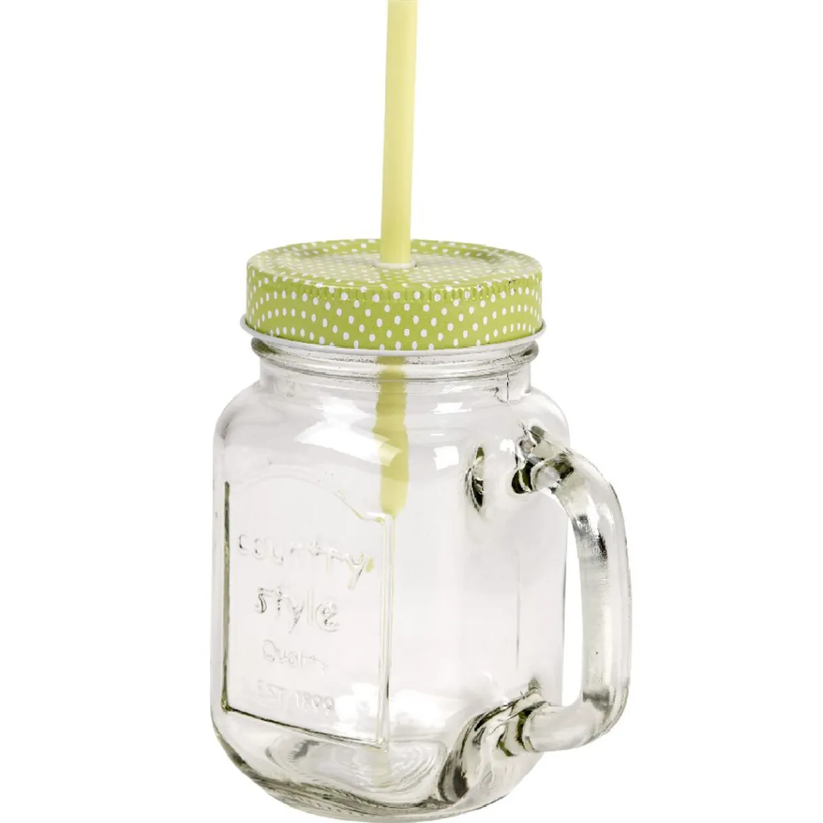 Gifi Conservation Alimentaire^Mug bocal coloré vert avec paille