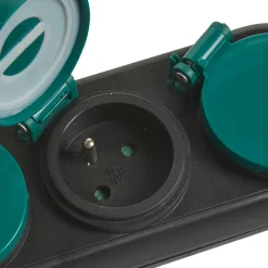 Multiprise étanche 4 prises noir et vert^Gifi Discount
