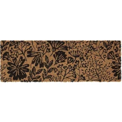 Best Paillasson coco motif floral noir marron 75x25 cm Nettoyage Et Entretien
