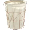 Online Panier à linge tissu beige armature métal bronze Entretien Du Linge