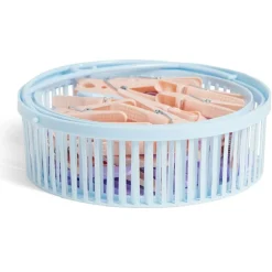 Discount Panier avec 50 pinces à linge bleu - Ø20xH.17cm Entretien Du Linge