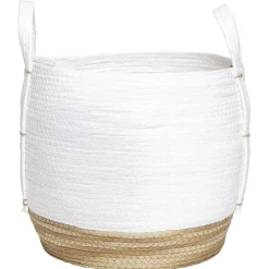 Best Panier déco Bora Bora naturel et blanc grand modèle Rangement