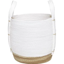 Best Panier déco Bora Bora naturel et blanc petit modèle Rangement