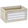 Best Panier déco caisse en bois naturel et blanc petit modèle Rangement