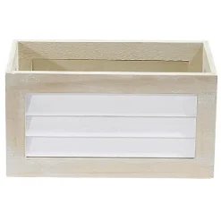 Best Panier déco caisse en bois naturel et blanc petit modèle Rangement