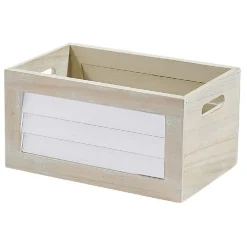 Best Panier déco caisse en bois naturel et blanc petit modèle Rangement