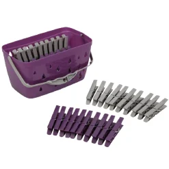 Sale Panier et 30 pinces à linge violet gris Entretien Du Linge