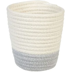 Best Panier rond bohème coton blanc gris Rangement
