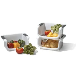 Gifi Rangement De Cuisine^Panier superposable blanc x3