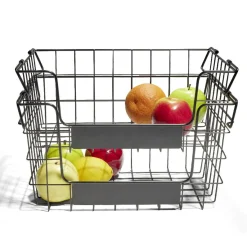 Best Panier superposable taille S métal noir 34,5x24x14cm Rangement