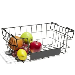 Best Panier superposable taille S métal noir 34,5x24x14cm Rangement