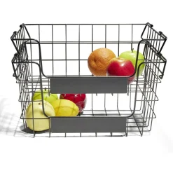 Best Panier superposable taille S métal noir 34,5x24x14cm Rangement