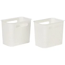 Sale Paniers à linge blancs design perforé 7 L x2 Rangement