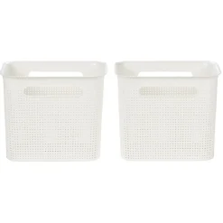 Sale Paniers à linge blancs design perforé 7 L x2 Rangement