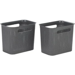 Sale Paniers à linge gris design perforé 7 L x2 Rangement