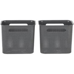 Sale Paniers à linge gris design perforé 7 L x2 Rangement