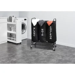 Sale Panière 3 en 1 tri du linge à roulettes Entretien Du Linge