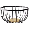 Gifi Préparation Culinaire^Panière à fruits fond bambou métal noir Ø25xH13cm