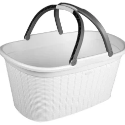 Hot Panière à linge 35 L blanche effet osier Entretien Du Linge