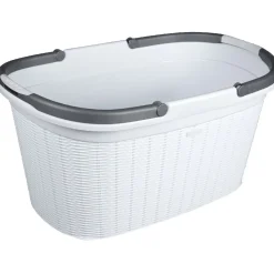 Hot Panière à linge 35 L blanche effet osier Entretien Du Linge