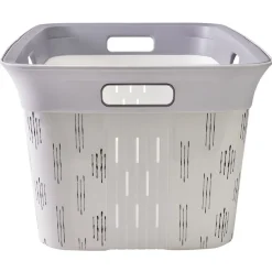 Hot Panière à linge blanc et gris 40L Entretien Du Linge