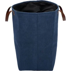 Online Panière à linge 58L avec anses polyester bleu marine effet velours Entretien Du Linge