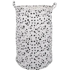 Hot Panière à linge 75L blanc tacheté noir Ø40xH60cm Entretien Du Linge