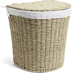 Hot Panière à linge 43L 36xH40x30cm jonc de mer beige Entretien Du Linge