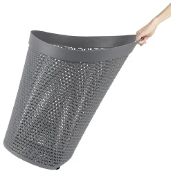 Sale Panière à linge ovale avec poignée grise 100 L Entretien Du Linge