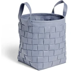 Online Panière à linge ronde 29L Ø32xH36cm feutrine bleu Entretien Du Linge