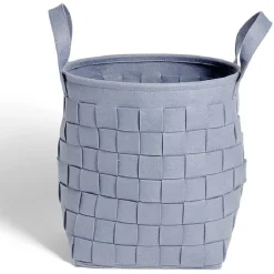 Online Panière à linge ronde 29L Ø32xH36cm feutrine bleu Entretien Du Linge
