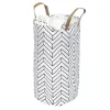 Outlet Panière à linge souple motif géométrique blanc et noir Ø35xH60cm 60L Entretien Du Linge